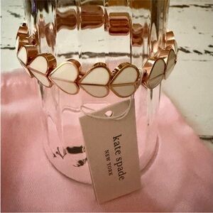 kate spade Rose Gold & Cream Heart Stretch Bracelet with dustbag